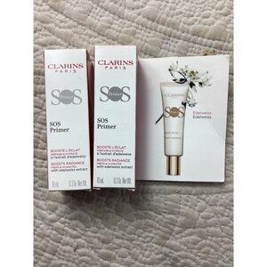 Set of 2 Clarins  SOS Primer Boosts Radiance With Edelweiss Extract 10ml*NWB